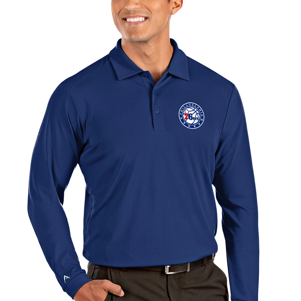 Men's Antigua Royal Philadelphia 76ers Tribute Long Sleeve Polo