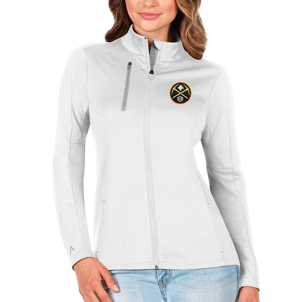 Women's Antigua White Denver Nuggets Generation Full-Zip Jacket