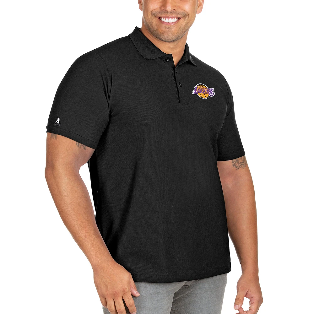 Men's Antigua Black Los Angeles Lakers Big & Tall Legacy Pique Polo