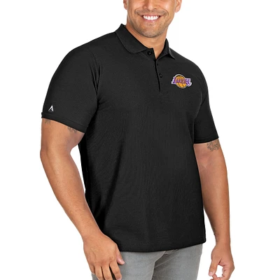 Men's Antigua Black Los Angeles Lakers Big & Tall Legacy Pique Polo