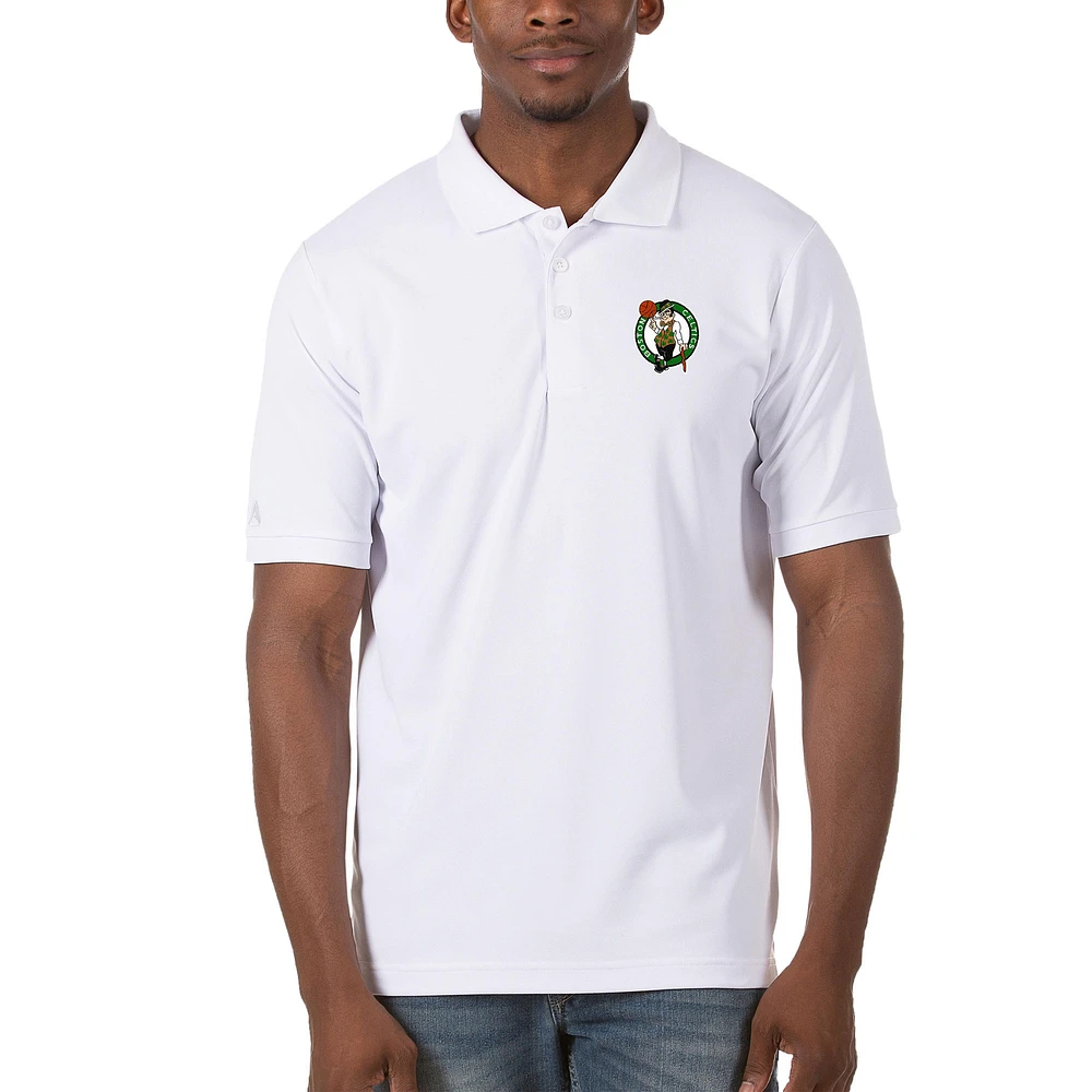 Men's Antigua White Boston Celtics Legacy Pique Polo