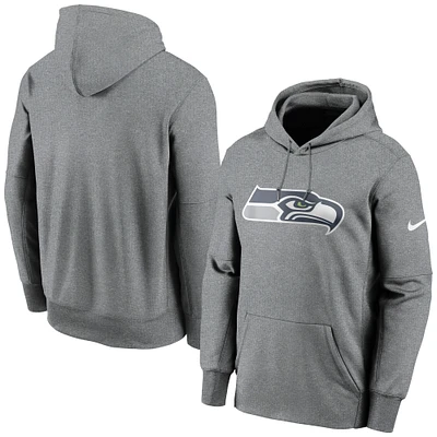 Men's Nike Heathered Charcoal Seattle Seahawks Primary Logo Therma Pullover Hoodie