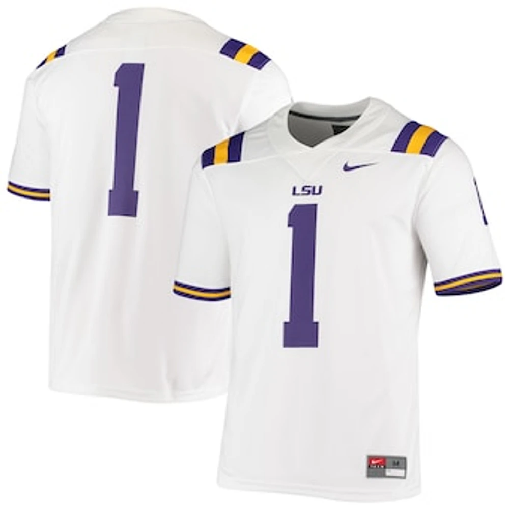 Men's Nike #1 White LSU Tigers Game Jersey