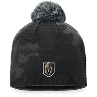 Women's Black/Gray Vegas Golden Knights Authentic Pro Team Locker Room Beanie with Pom