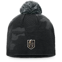 Women's Black/Gray Vegas Golden Knights Authentic Pro Team Locker Room Beanie with Pom