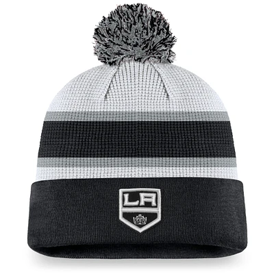 Men's Fanatics White/Black Los Angeles Kings Authentic Pro Draft Cuffed Knit Hat with Pom