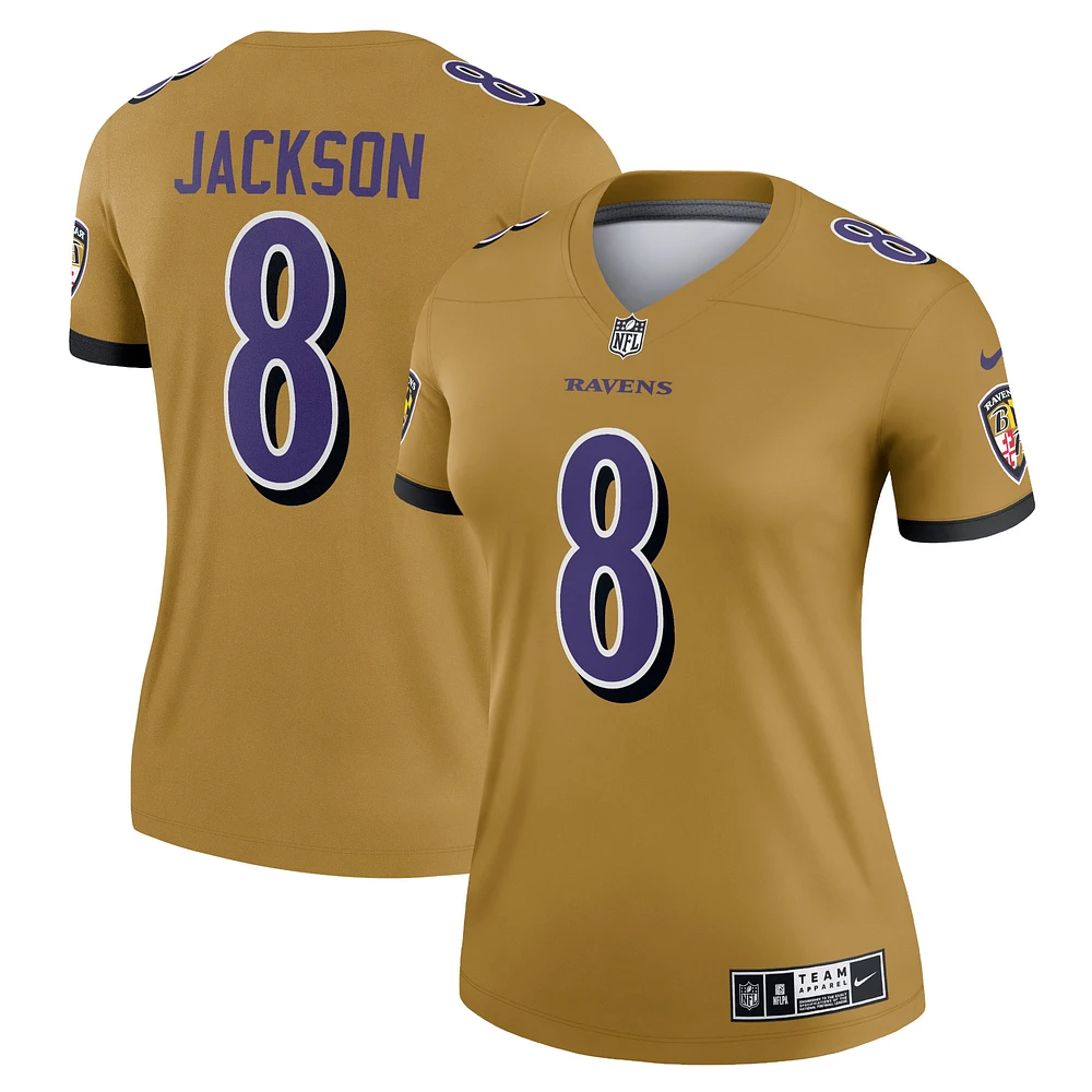 Women's Nike Lamar Jackson Gold Baltimore Ravens Inverted Legend Player Performance Top