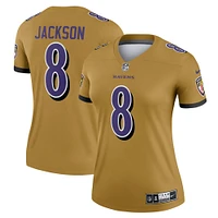 Women's Nike Lamar Jackson Gold Baltimore Ravens Inverted Legend Player Performance Top