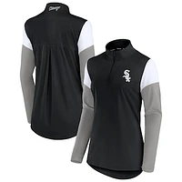 Women's Black/Gray Chicago White Sox Authentic Fleece Quarter-Zip Jacket