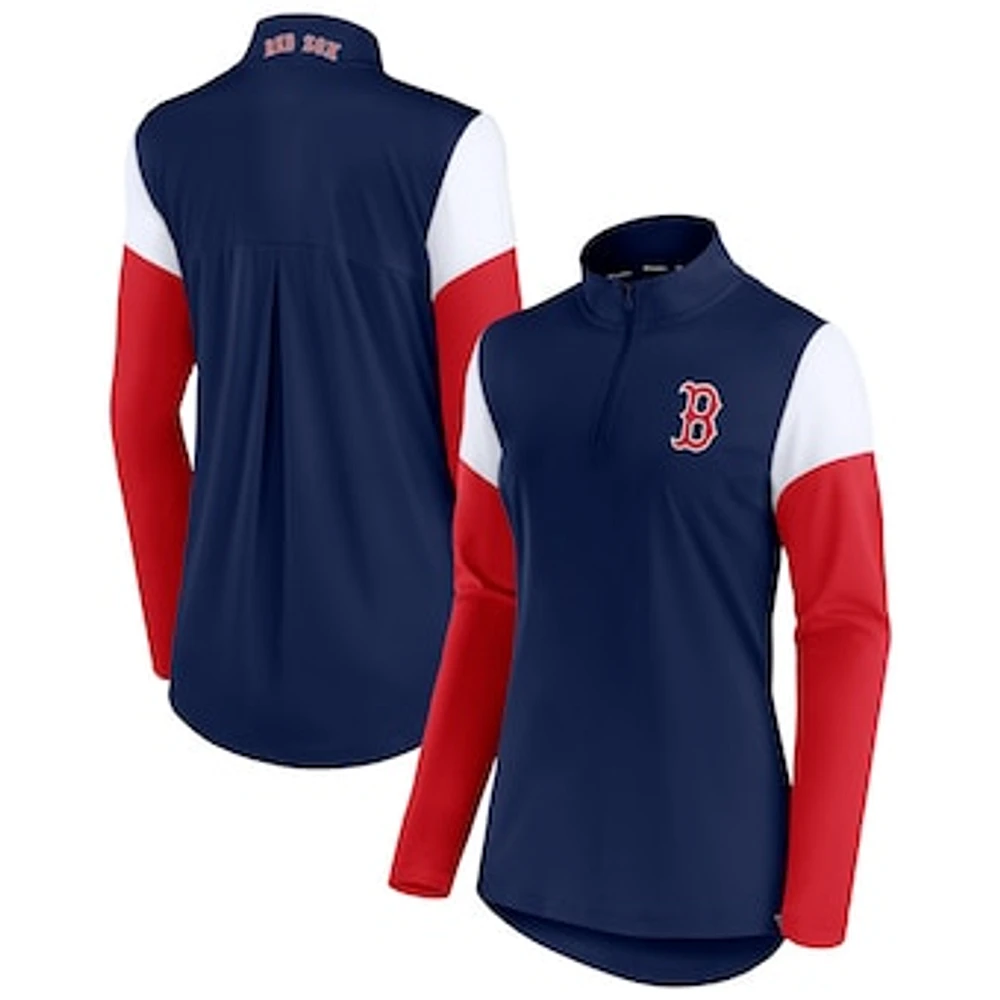 Women's Fanatics Navy/Red Boston Red Sox Authentic Fleece Quarter-Zip Jacket