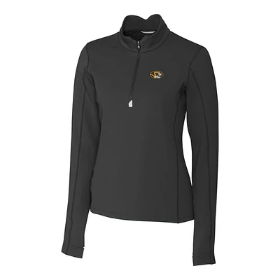 Women's Cutter & Buck Black Missouri Tigers Traverse Half-Zip Pullover Jacket