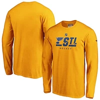 Men's Gold St. Louis Blues Authentic Pro Secondary Logo Long Sleeve T-Shirt