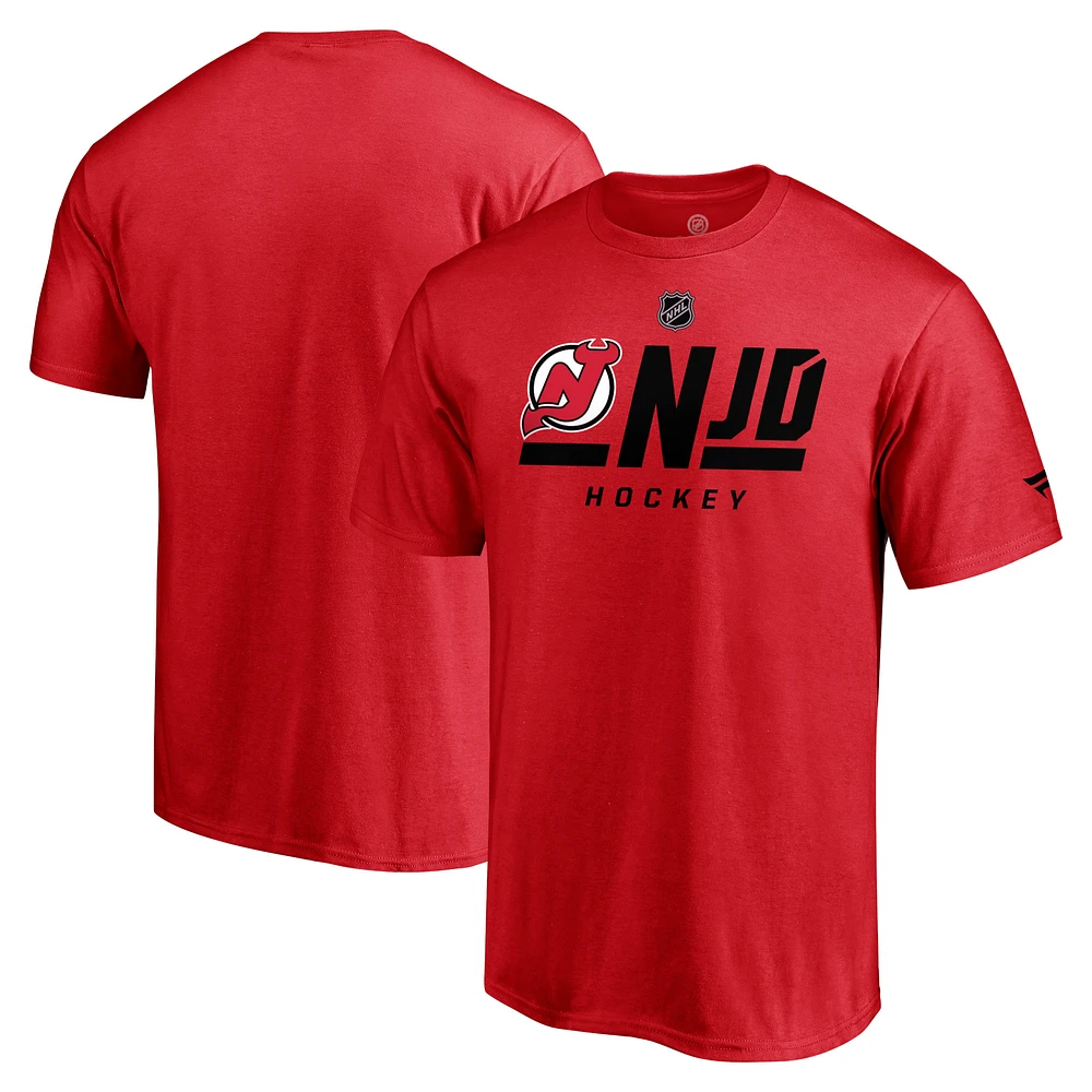 Men's Fanatics Red New Jersey Devils Authentic Pro Core Secondary Logo T-Shirt