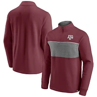 Men's Fanatics Maroon/Heathered Gray Texas A&M Aggies Primary Logo Quarter-Zip Jacket