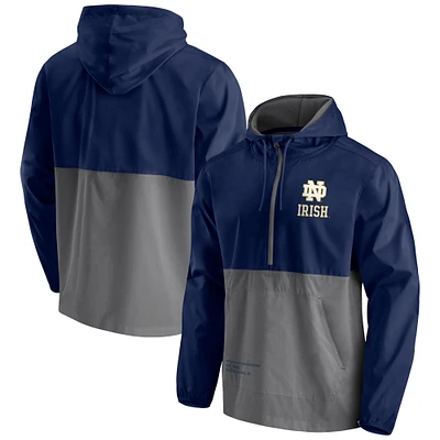 Men's Fanatics Navy/Gray Notre Dame Fighting Irish Thrill Seeker Half-Zip Hoodie Anorak Jacket