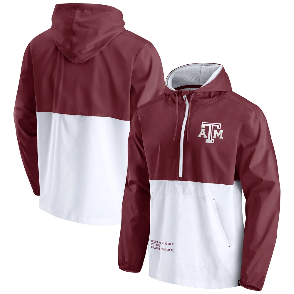 Men's Fanatics Maroon/White Texas A&M Aggies Thrill Seeker Half-Zip Hoodie Anorak Jacket