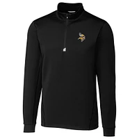 Men's Cutter & Buck Black Minnesota Vikings Traverse Quarter-Zip Pullover Jacket