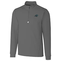 Men's Cutter & Buck Carolina Panthers Traverse Quarter-Zip Pullover Jacket
