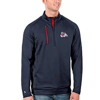 Men's Antigua Navy/Red Fresno State Bulldogs Generation Half-Zip Pullover Jacket
