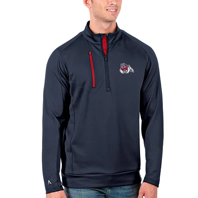 Men's Antigua Navy/Red Fresno State Bulldogs Generation Half-Zip Pullover Jacket