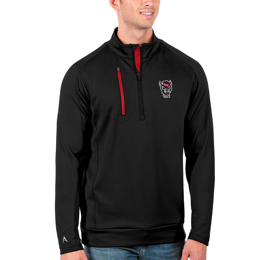 Men's Antigua Black/Red NC State Wolfpack Generation Half-Zip Pullover Jacket