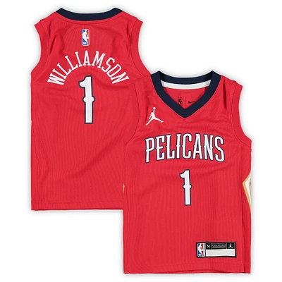 Preschool Jordan Brand Zion Williamson Red New Orleans Pelicans 2020/21 Fast Break Replica Jersey - Statement Edition