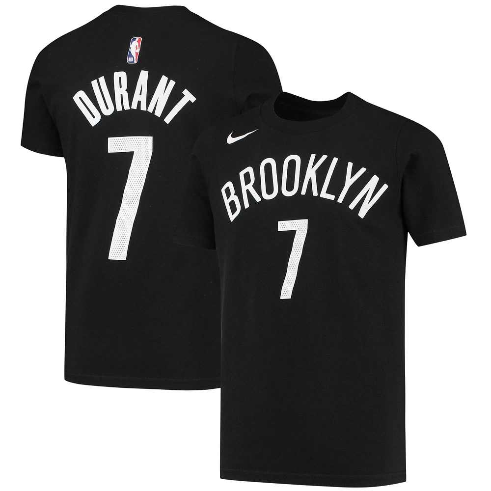 Youth Nike Kevin Durant Black Brooklyn Nets Logo Name & Number Performance T-Shirt