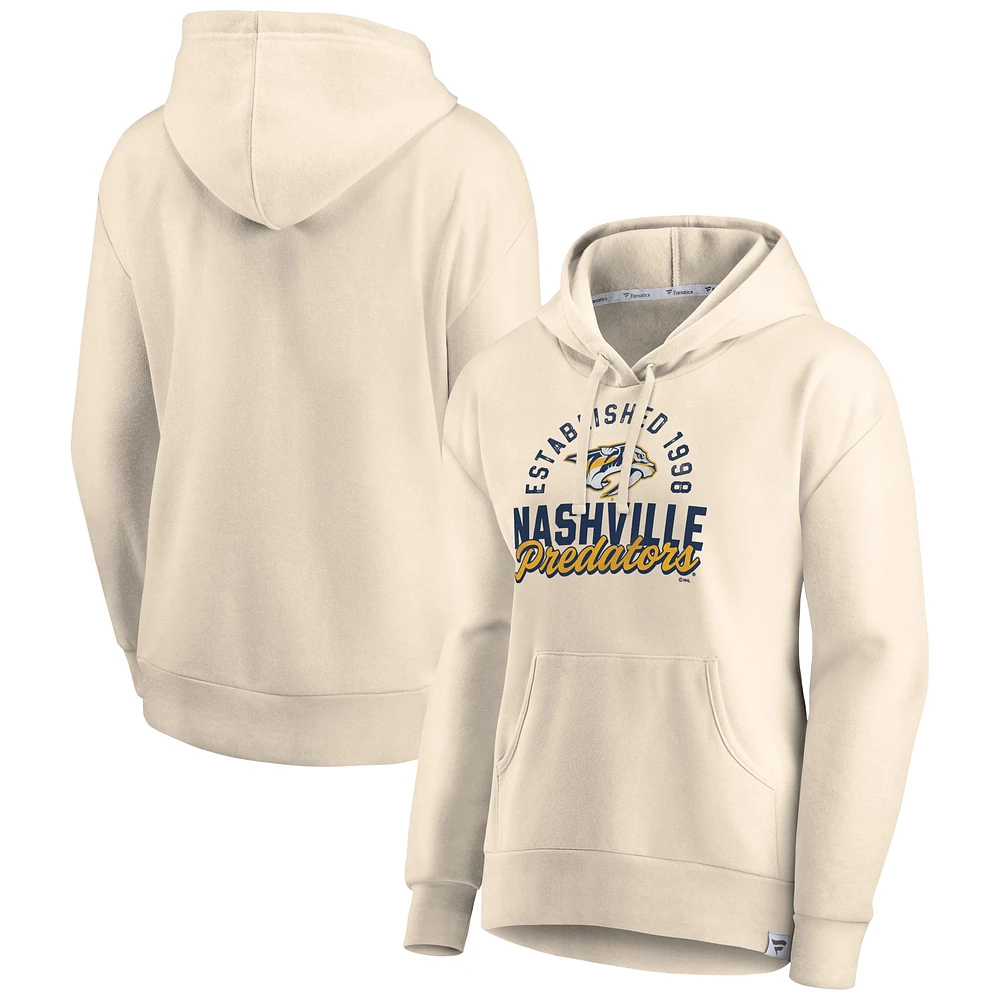 Women's Fanatics Cream Nashville Predators Carry the Puck Pullover Hoodie