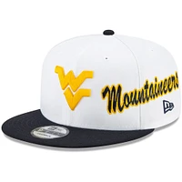 Men's New Era White/Navy West Virginia Mountaineers Two-Tone Side Script 9FIFTY Snapback Hat