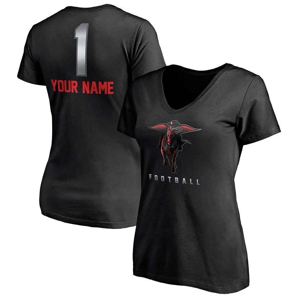 Women's Black Texas Tech Red Raiders Personalized Any Name Midnight Mascot V-Neck T-Shirt