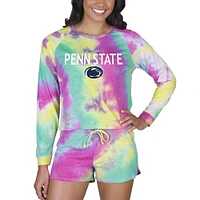 Women's Concepts Sport Penn State Nittany Lions Velodrome Tie-Dye Long Sleeve Top & Shorts Set