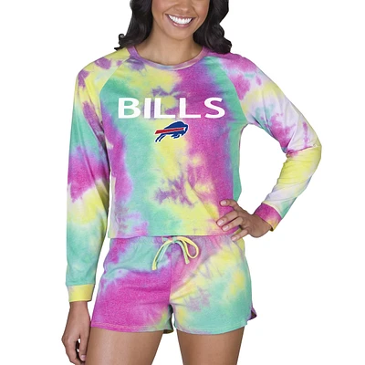 Women's Concepts Sport Buffalo Bills Velodrome Tie-Dye Long Sleeve Top & Shorts Set