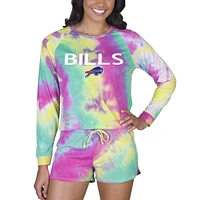 Women's Concepts Sport Buffalo Bills Velodrome Tie-Dye Long Sleeve Top & Shorts Set