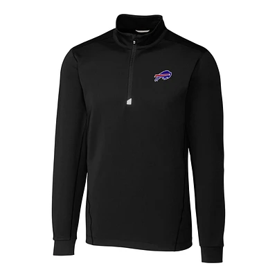 Men's Cutter & Buck Black Buffalo Bills Big Tall Traverse Quarter-Zip Pullover Jacket