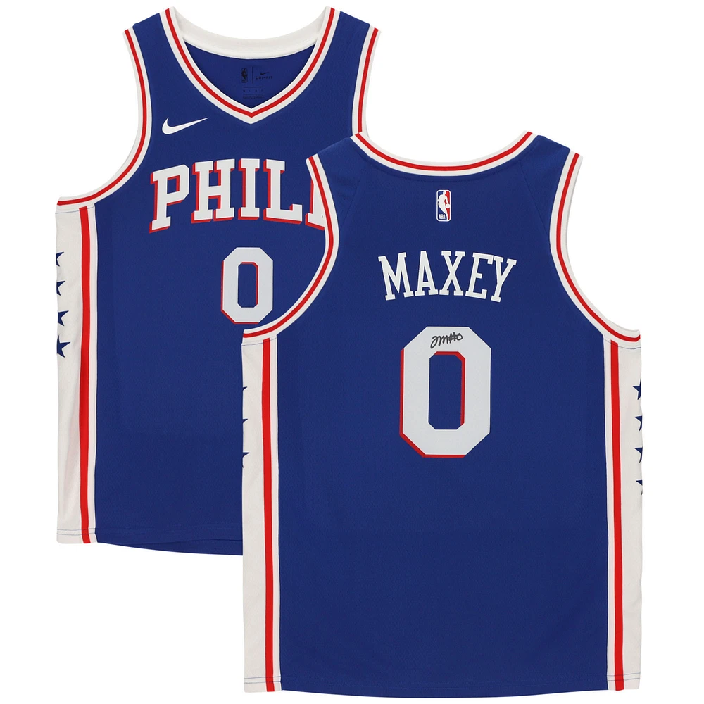 Tyrese Maxey Philadelphia 76ers Autographed Blue Icon Nike Swingman Jersey