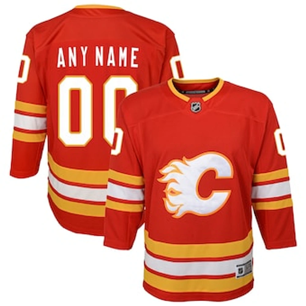 Youth Red Calgary Flames Home Custom Premier Jersey