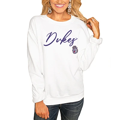 Women's White James Madison Dukes Win the Day Pullover Sweatshirt
