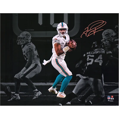 Tua Tagovailoa Miami Dolphins Autographed 11" x 14" White Jersey Spotlight Photograph