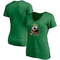 Women's Fanatics Green Oregon Ducks Primary Logo V-Neck T-Shirt