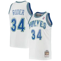 Men's Mitchell & Ness Isaiah Rider White Minnesota Timberwolves 1995/96 Hardwood Classics Swingman Jersey