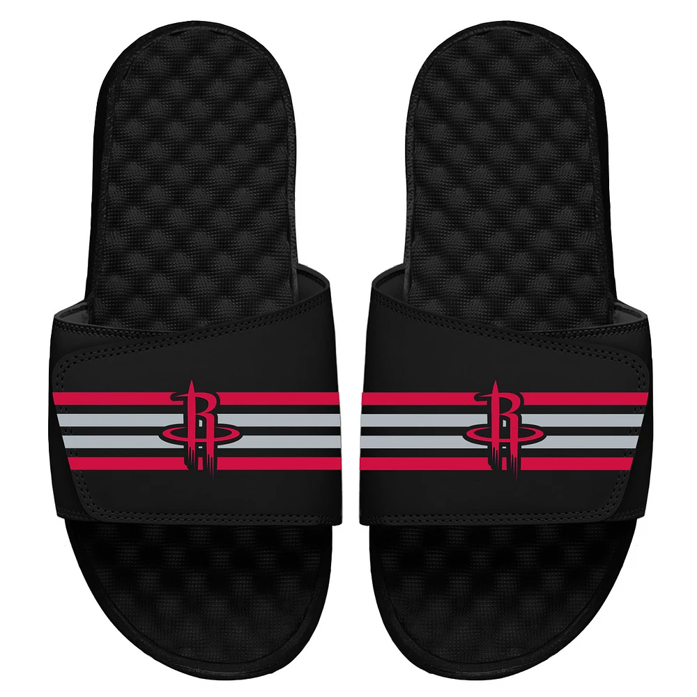 Youth ISlide Black Houston Rockets Stripes Slide Sandals