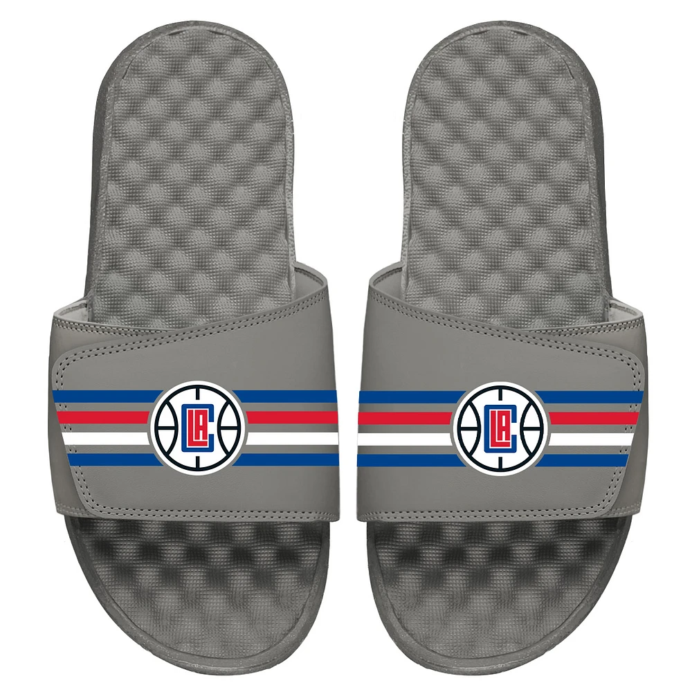 Youth ISlide Gray LA Clippers Stripes Slide Sandals