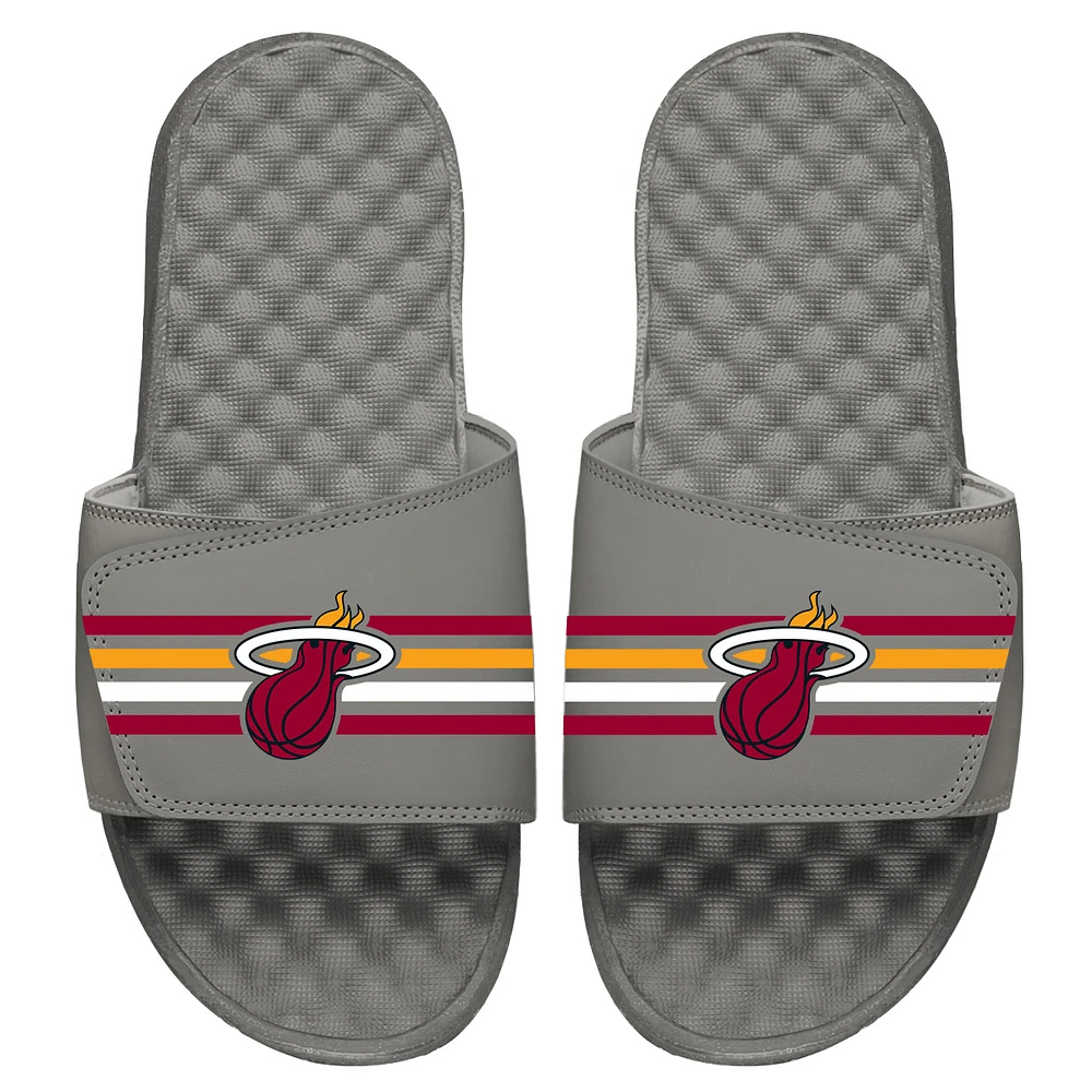 Youth ISlide Gray Miami Heat Stripes Slide Sandals