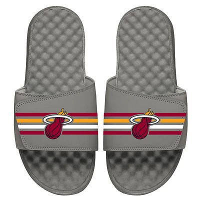 Youth ISlide Gray Miami Heat Stripes Slide Sandals