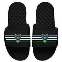 Youth ISlide Black Milwaukee Bucks Stripes Slide Sandals