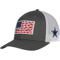 Men's Columbia Gray Dallas Cowboys PFG Fish Flag Flex Hat