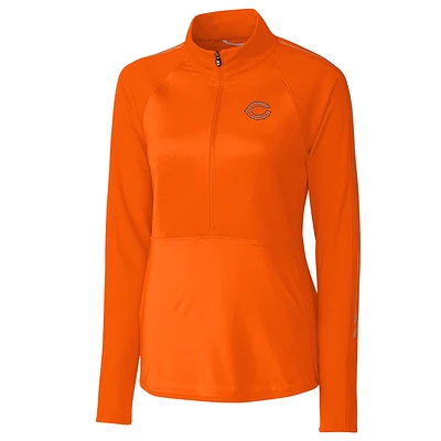 Women's Cutter & Buck Orange Chicago Bears Pennant Sport Half-Zip Pullover Jacket