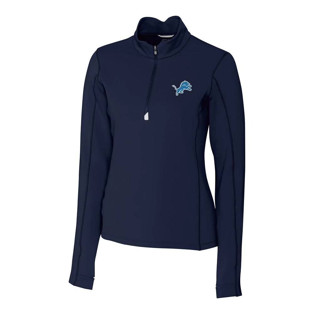 Women's Cutter & Buck Navy Detroit Lions Traverse Half-Zip Pullover Jacket