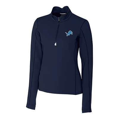 Women's Cutter & Buck Navy Detroit Lions Traverse Half-Zip Pullover Jacket