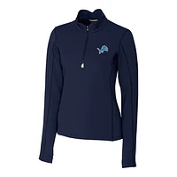 Women's Cutter & Buck Navy Detroit Lions Traverse Half-Zip Pullover Jacket